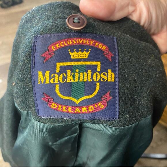VTG Mackintosh Hunter Green 100% wool pea coat Jacket Button-Up double zip Sz 8 - Picture 4 of 14